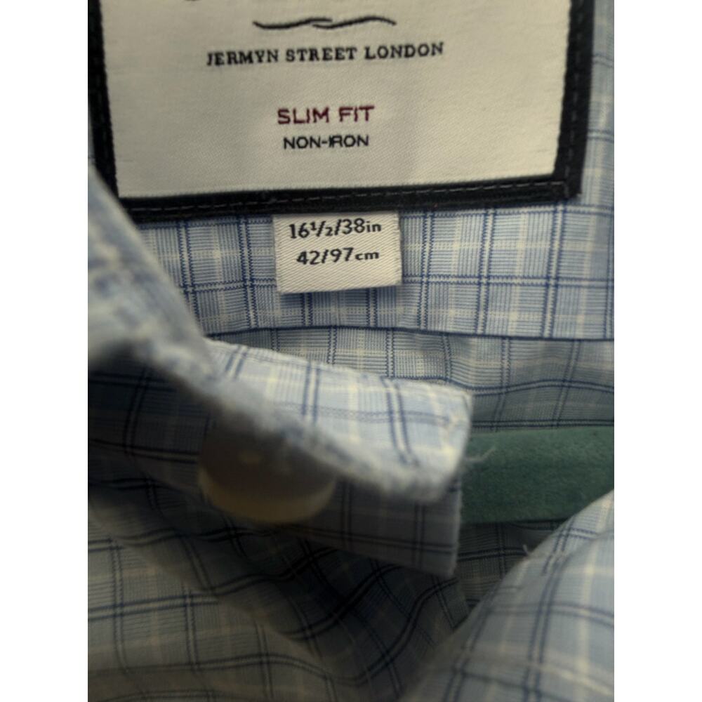 Charles Tyrwhitt Men’s 16.5 / 38 Slim Fit Shirt – Light Blue Check 100% Cotton - Picture 4 of 8
